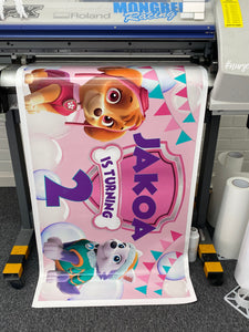 Skye paw patrol birthday banner/backdrop