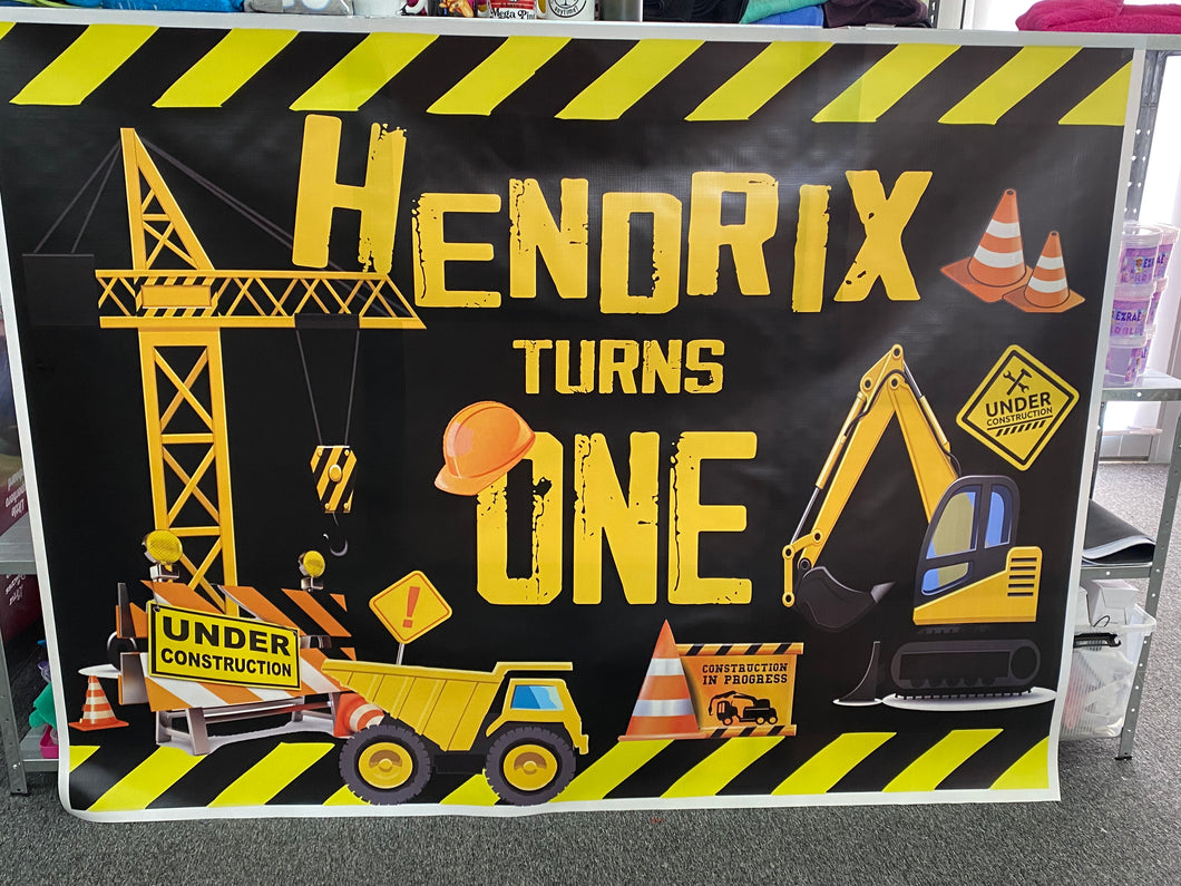 Construction birthday banner/backdrop