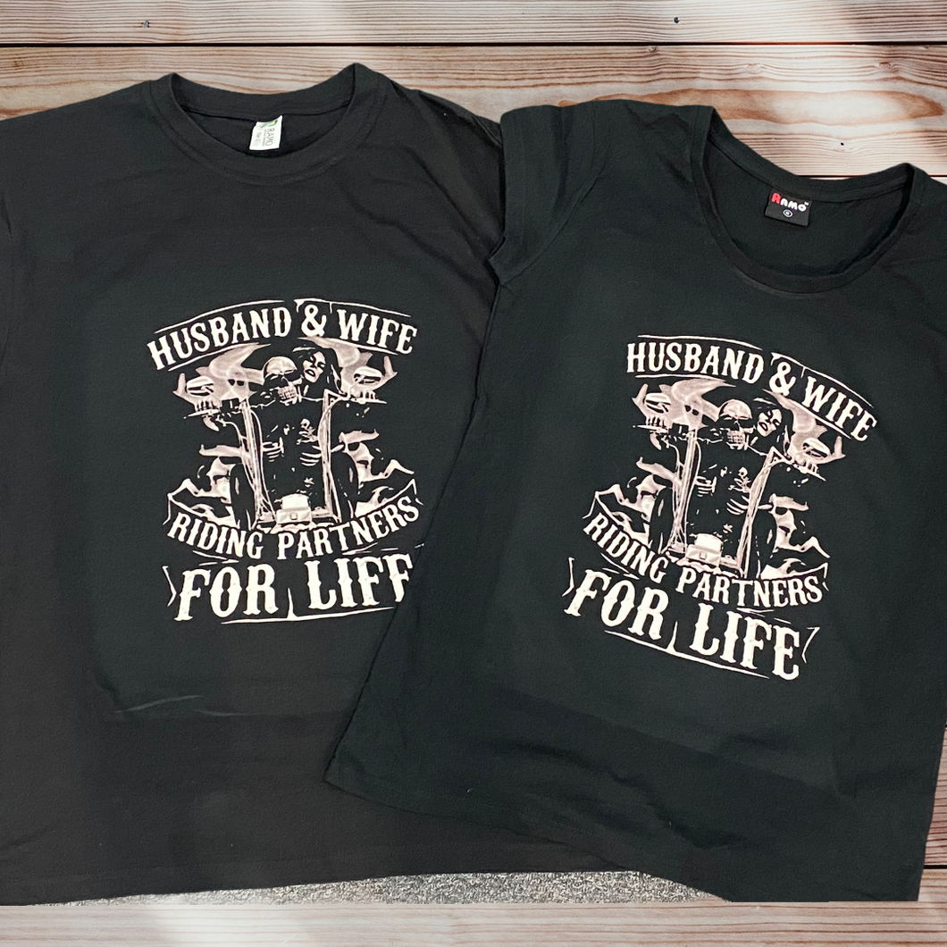 Husband & wife riding partners tshirt
