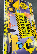 Construction caution birthday banner/backdrop