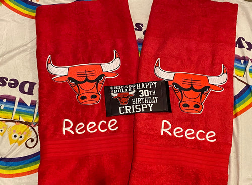 Bulls basketball personalised towel