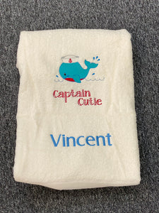 Whale captain cutie towel/ towel set