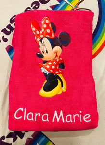Pink Minnie Mouse towel