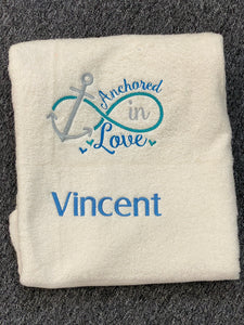 Anchored in love towel/ towel set