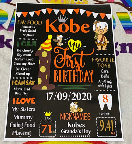 Flintstones bam bam /pebbles  Birthday milestone  frames